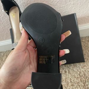 Black Suede heels with silver rhinestones. Brand: Windsor. Size 6 1/2 Never worn